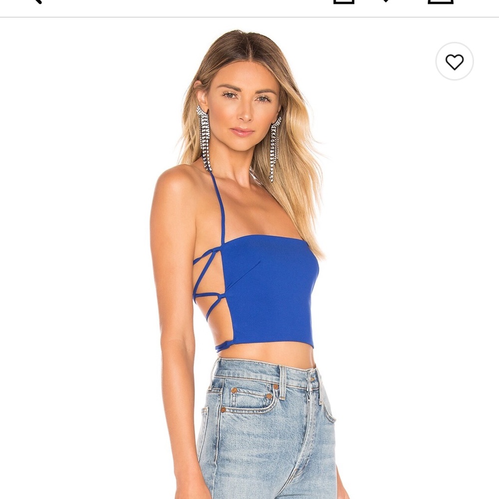 Superdown blue open back tank top size Xs